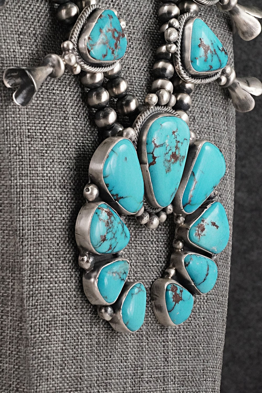 Turquoise & Sterling Silver Squash Blossom Set - Bobby Johnson