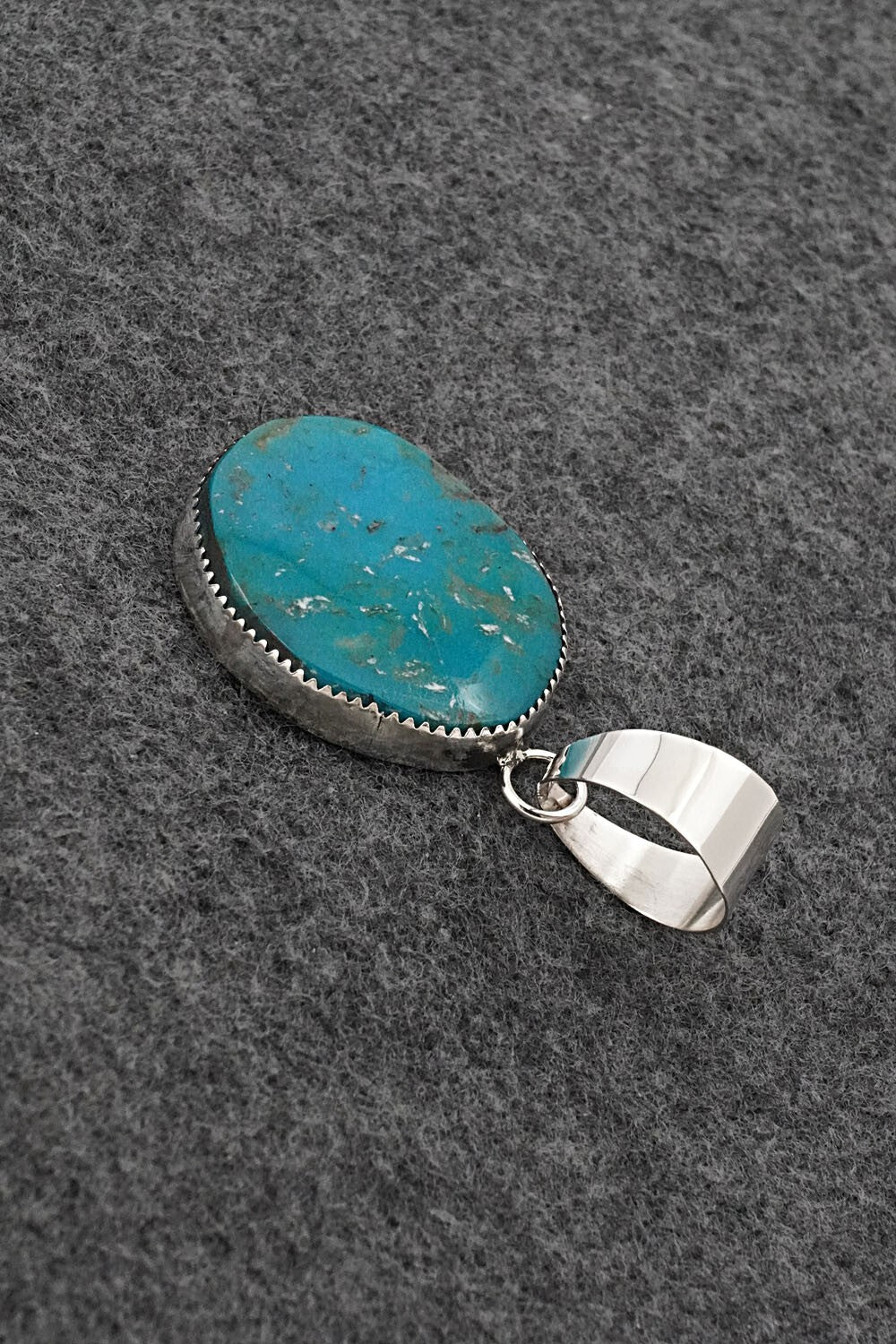 Turquoise and Sterling Silver Pendant - Leslie Nez