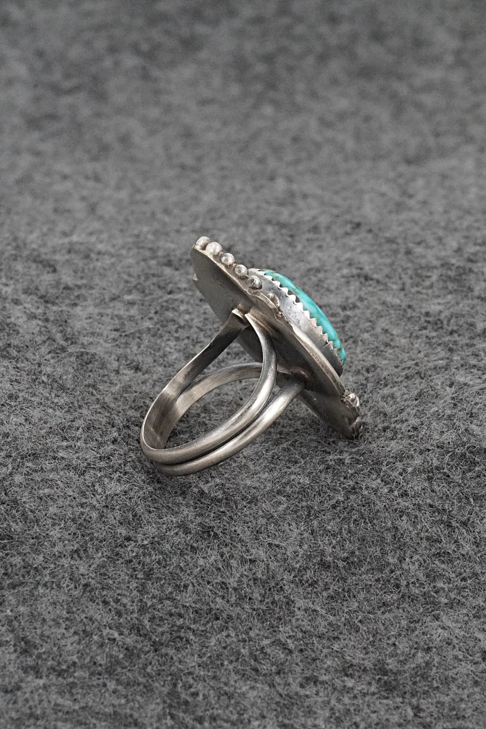 Turquoise & Sterling Silver Ring - Leslie Nez - Size 7.5