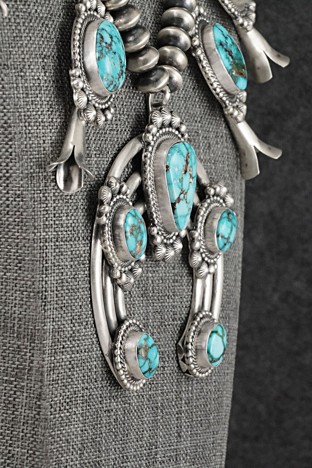 Turquoise & Sterling Silver Squash Blossom Set - Tom Lewis