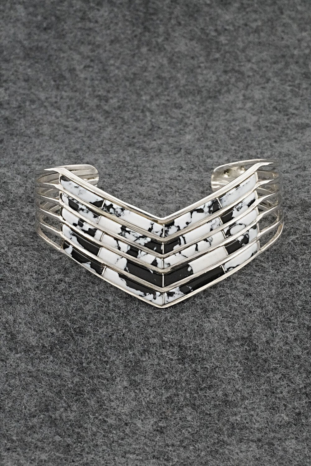 White Buffalo & Sterling Silver Inlay Bracelet - Jamie Johnson