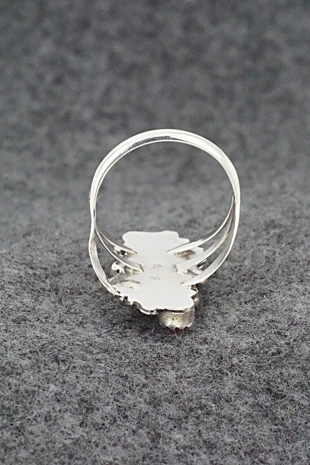 Coral & Sterling Silver Ring - Jerryson Henio - Size 8.5