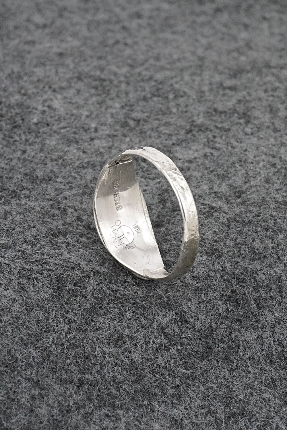 Onyx & Sterling Silver Inlay Ring - Ola Eriacho - Size 10