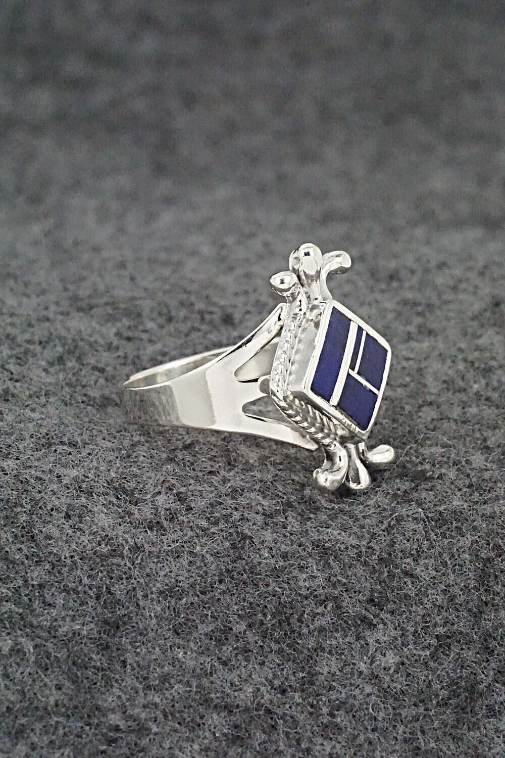 Lapis & Sterling Silver Inlay Ring - James Manygoats - Size 7.75