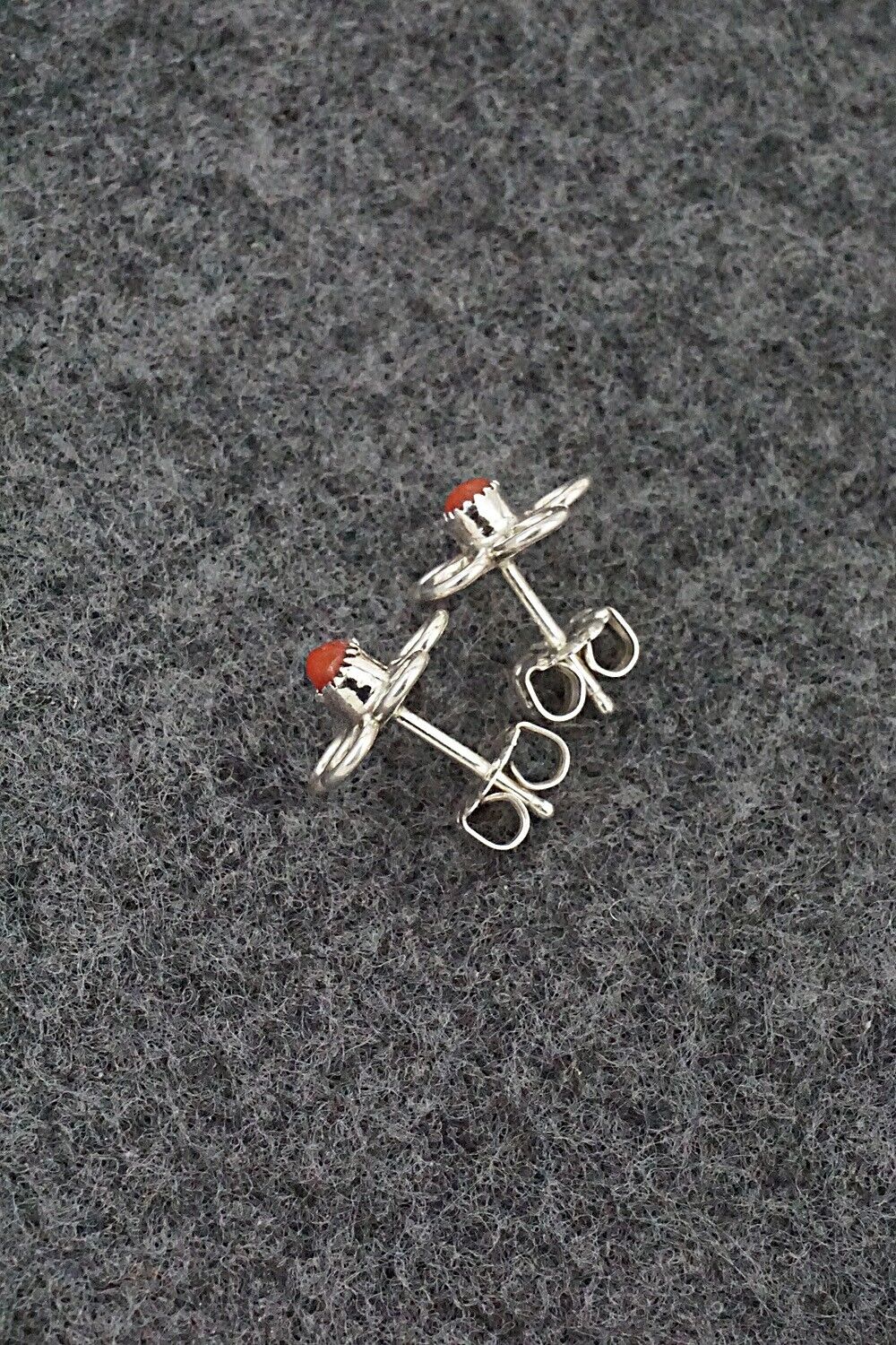 Coral & Sterling Silver Earrings - Connie Bowannie