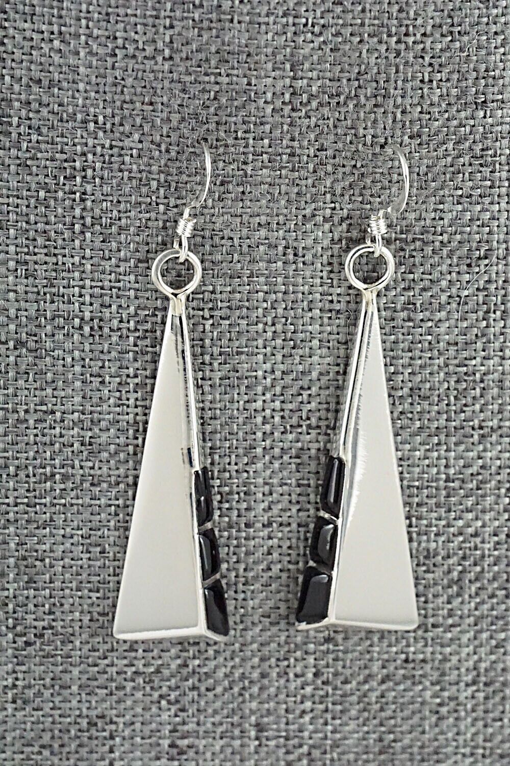 Onyx & Sterling Silver Earrings - Leonard Jim