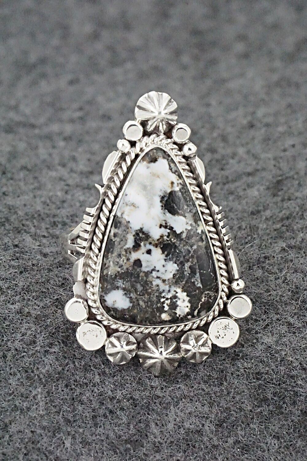 White Buffalo & Sterling Silver Ring - Daniel Benally - Size 10