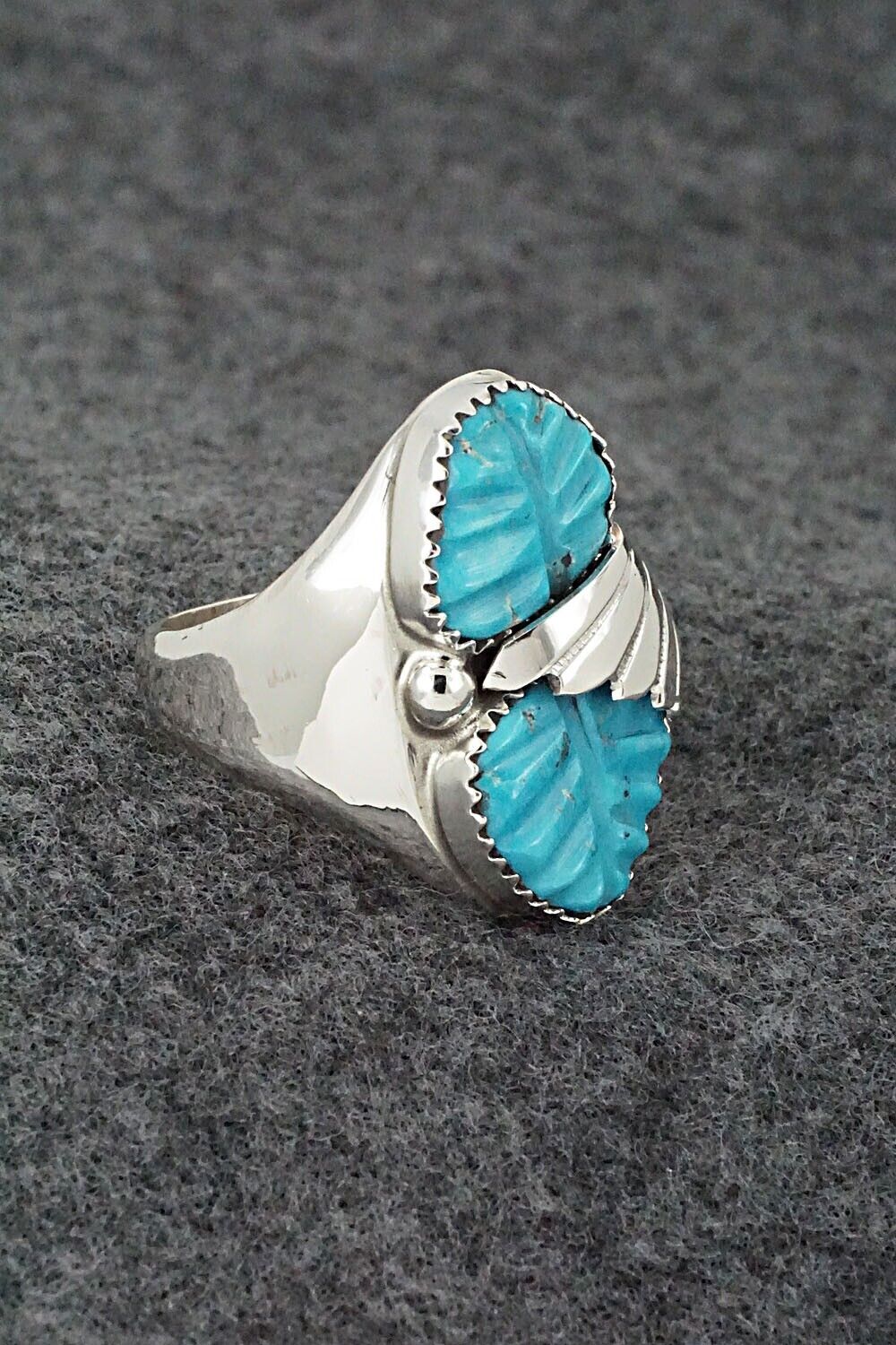Turquoise & Sterling Silver Ring - Lyolita Tsattie - Size 8.5
