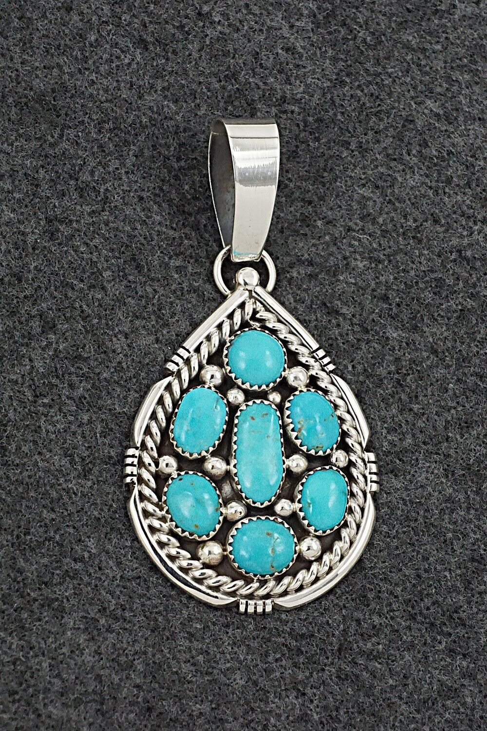 Turquoise & Sterling Silver Pendant - Chester Charley