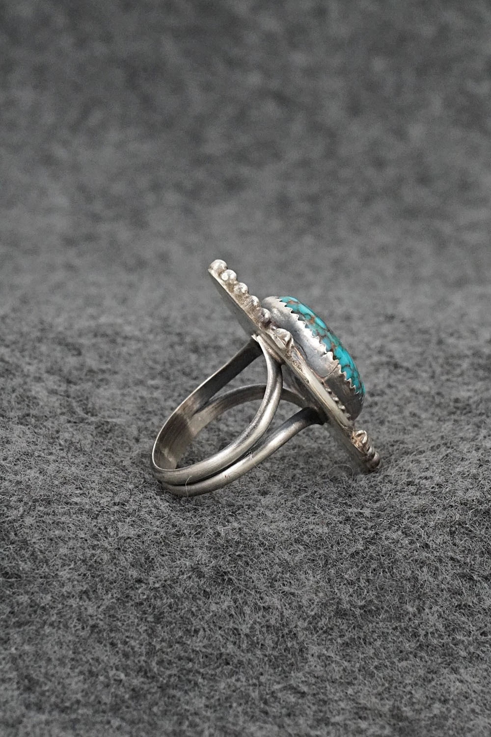 Turquoise & Sterling Silver Ring - Leslie Nez - Size 7.5