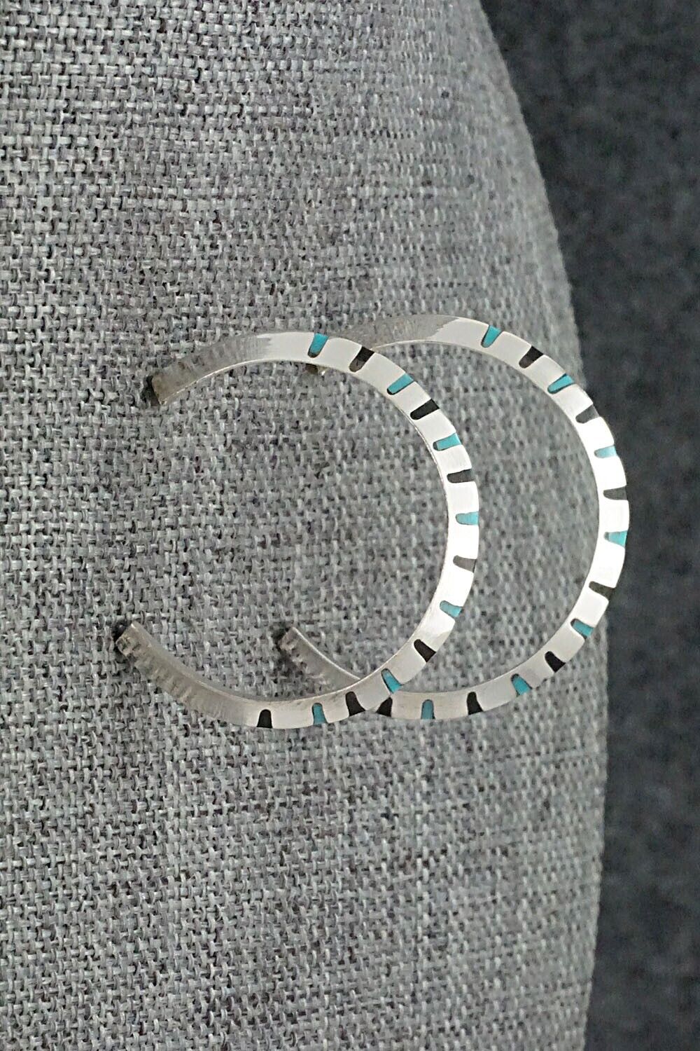 Turquoise, Onyx & Sterling Silver Earrings - Gilbert Weebothee