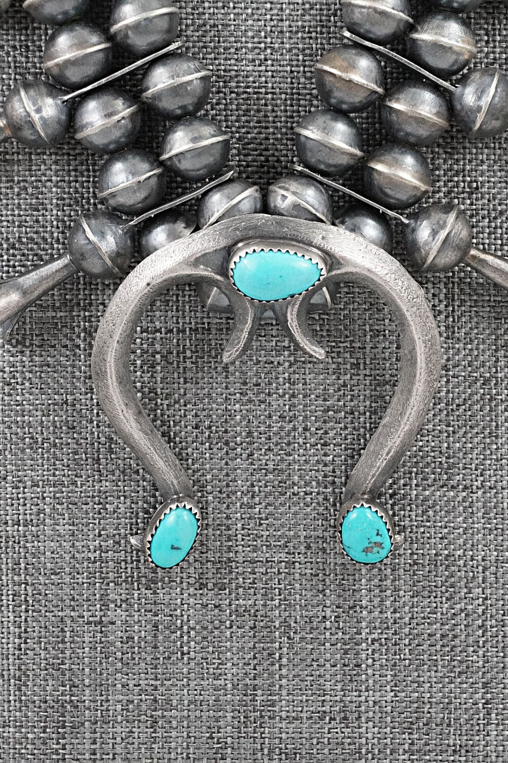 Turquoise & Sterling Silver Squash Blossom Set - Gilbert Martin