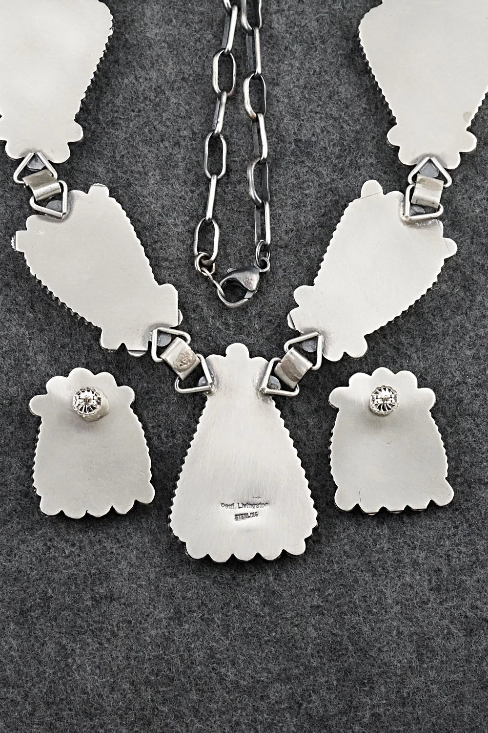 Turquoise & Sterling Silver Necklace and Earrings Set - Paul Livingston