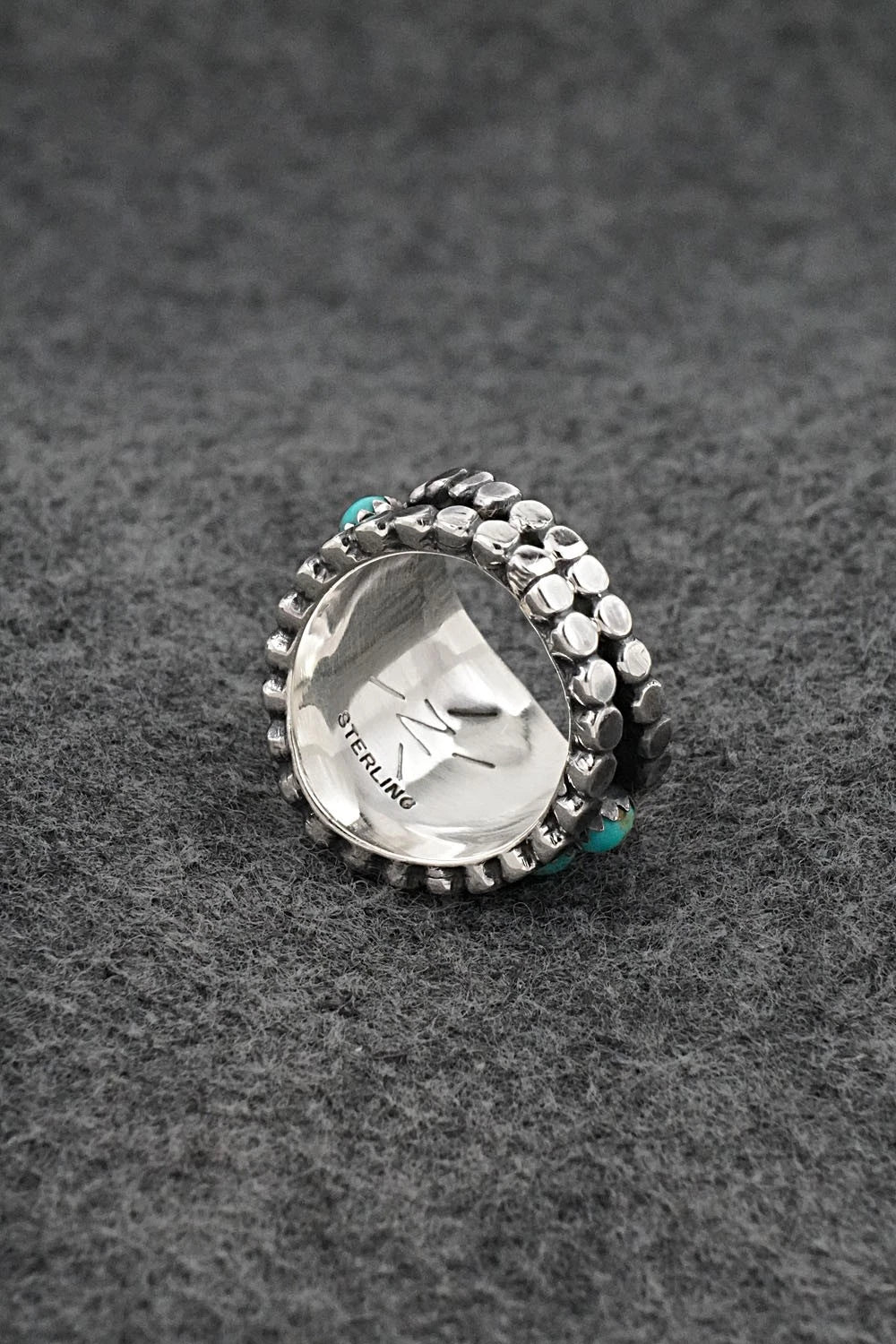 Turquoise & Sterling Silver Ring - Kenny Lonjose - Size 7