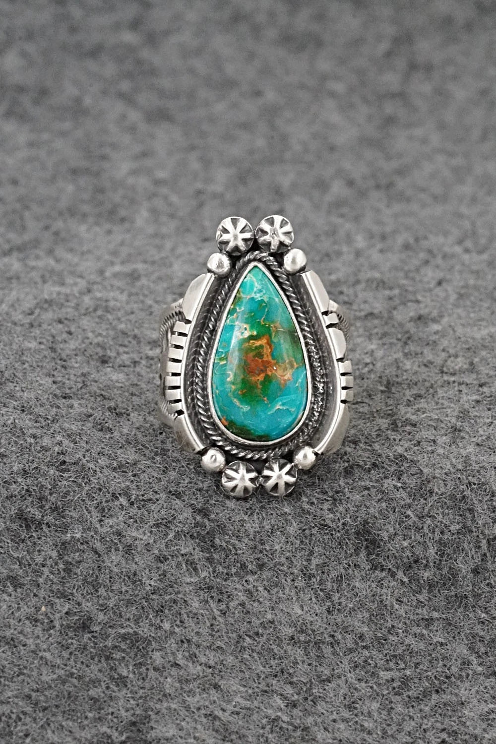 Turquoise & Sterling Silver Ring - Samuel Yellowhair - Size 7