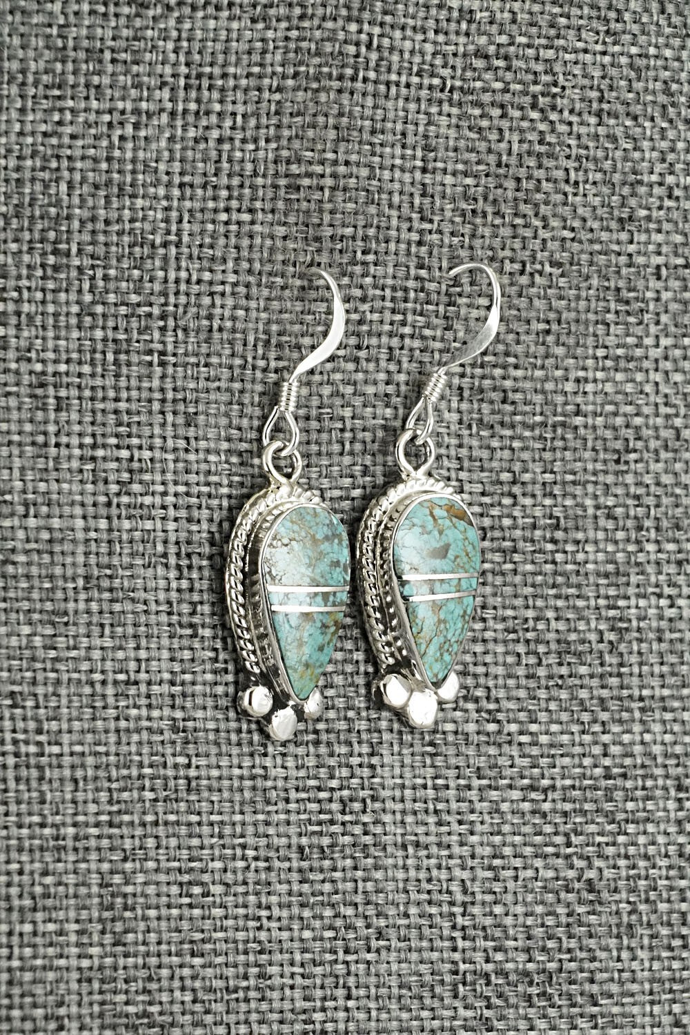 Turquoise & Sterling Silver Inlay Earrings - James Manygoats