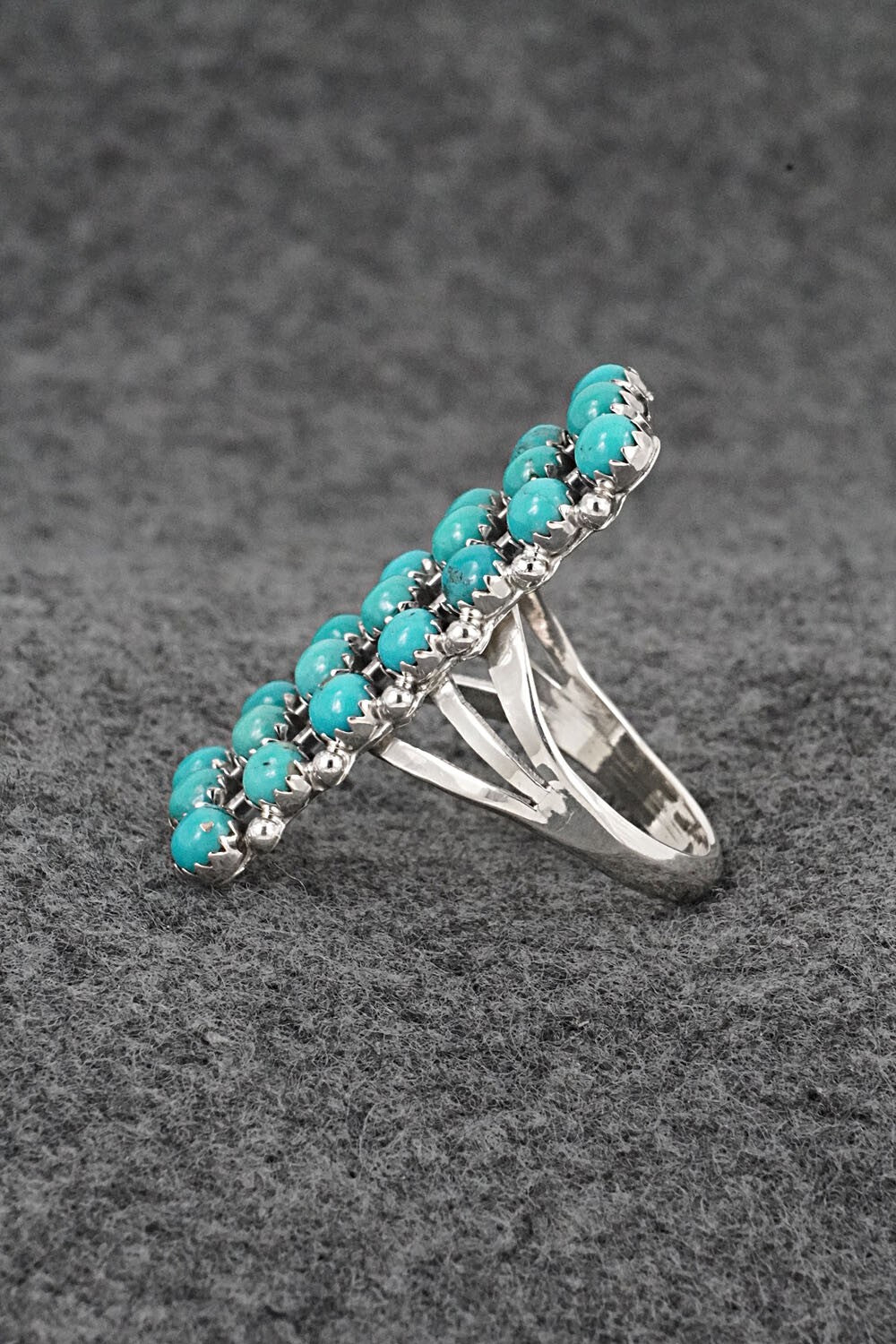 Turquoise & Sterling Silver Ring - Kenny Lonjose - Size 9.5