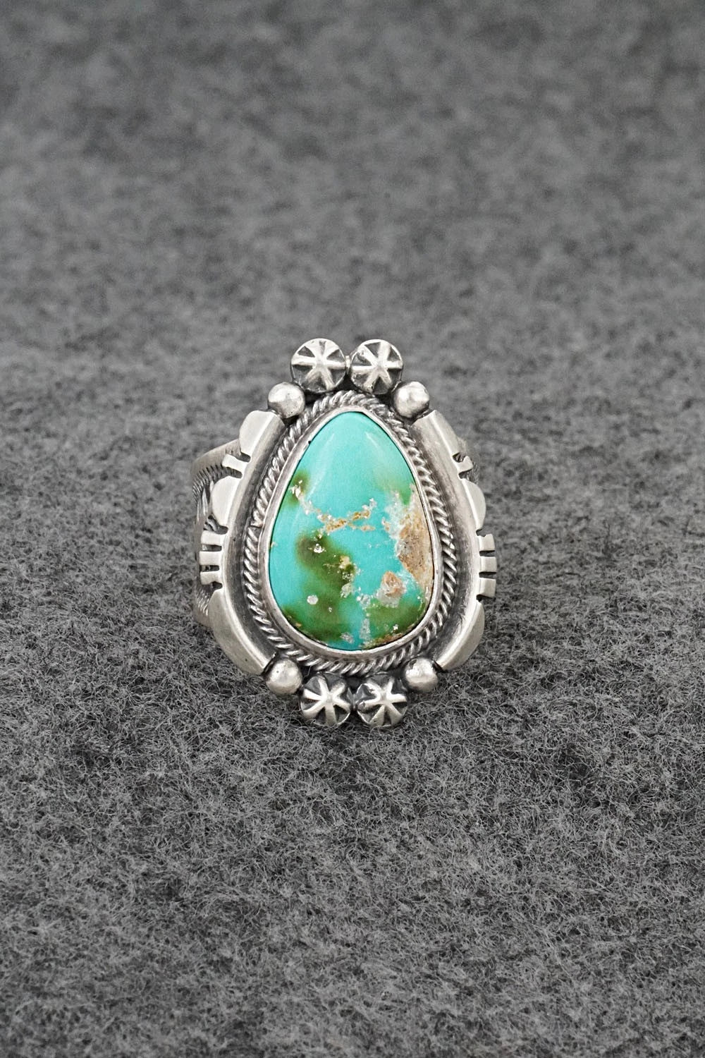 Turquoise & Sterling Silver Ring - Samuel Yellowhair - Size 7.5