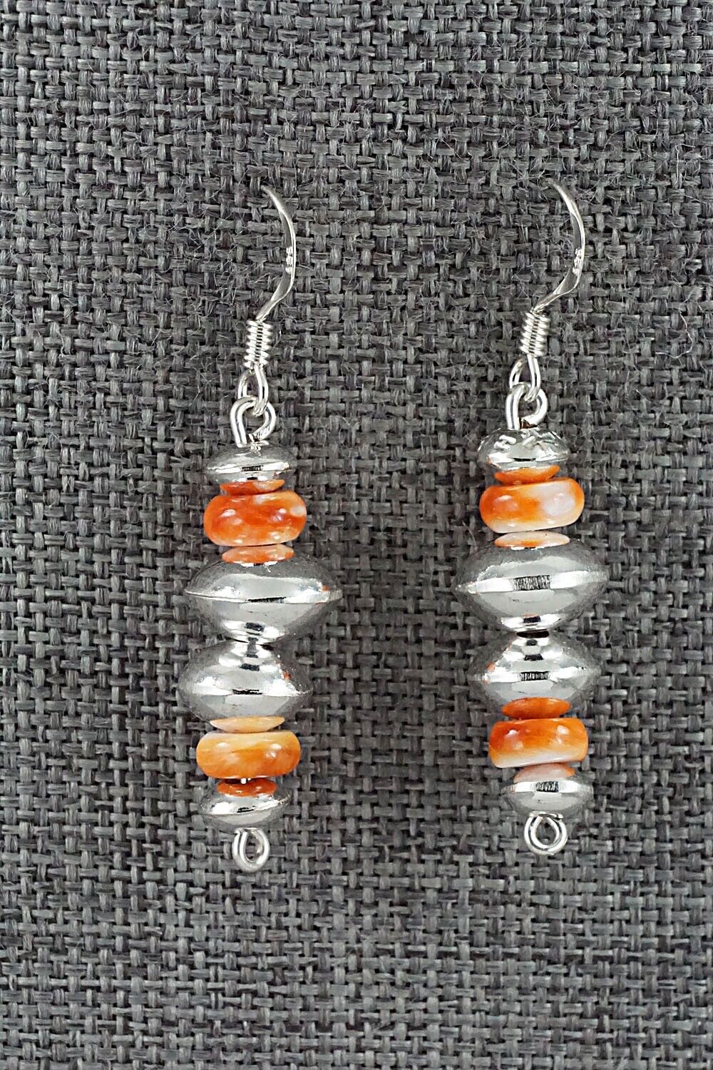 Spiny Oyster & Sterling Silver Navajo Pearl Earrings - Presley Haley