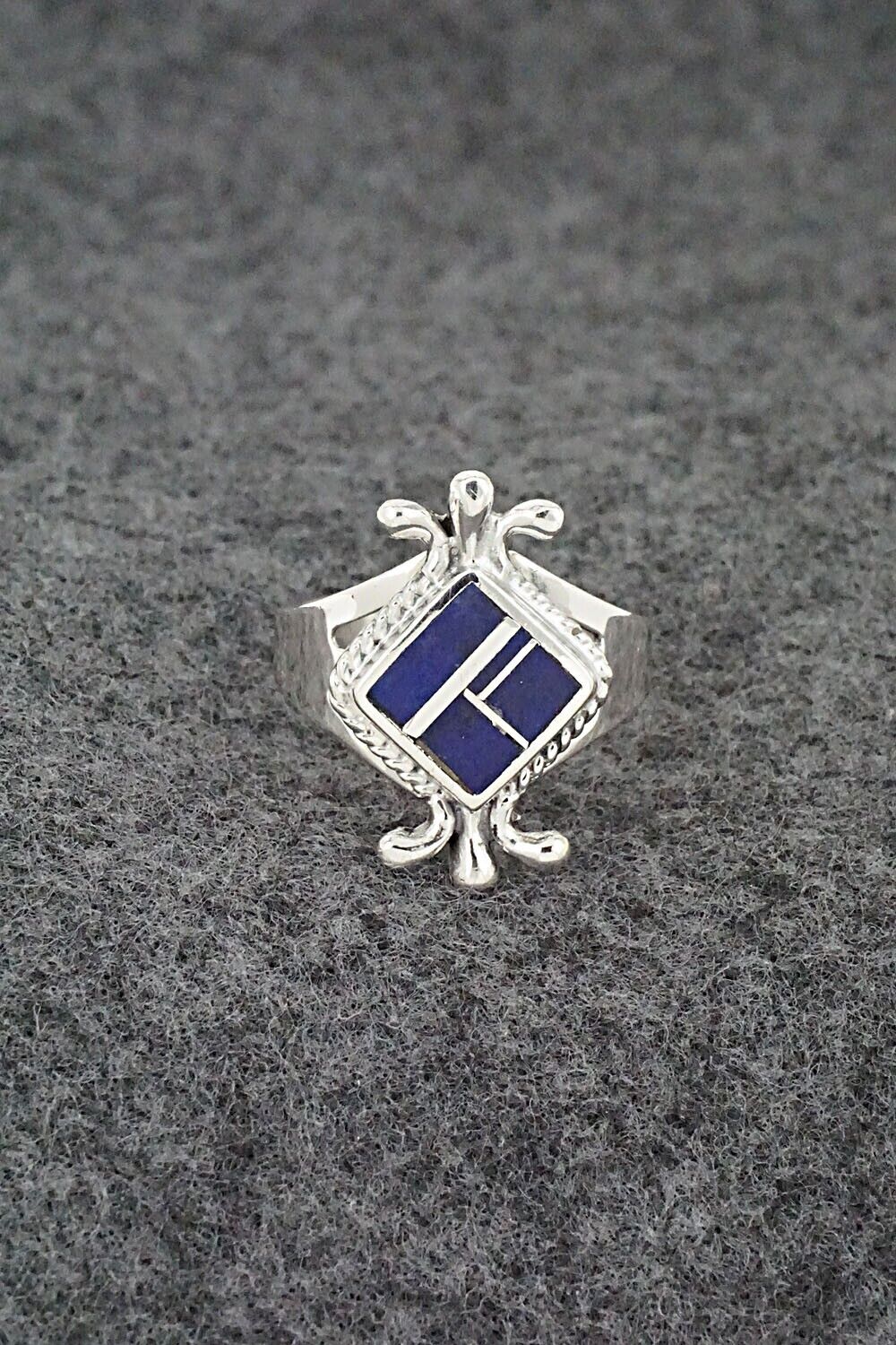 Lapis & Sterling Silver Inlay Ring - James Manygoats - Size 7.75