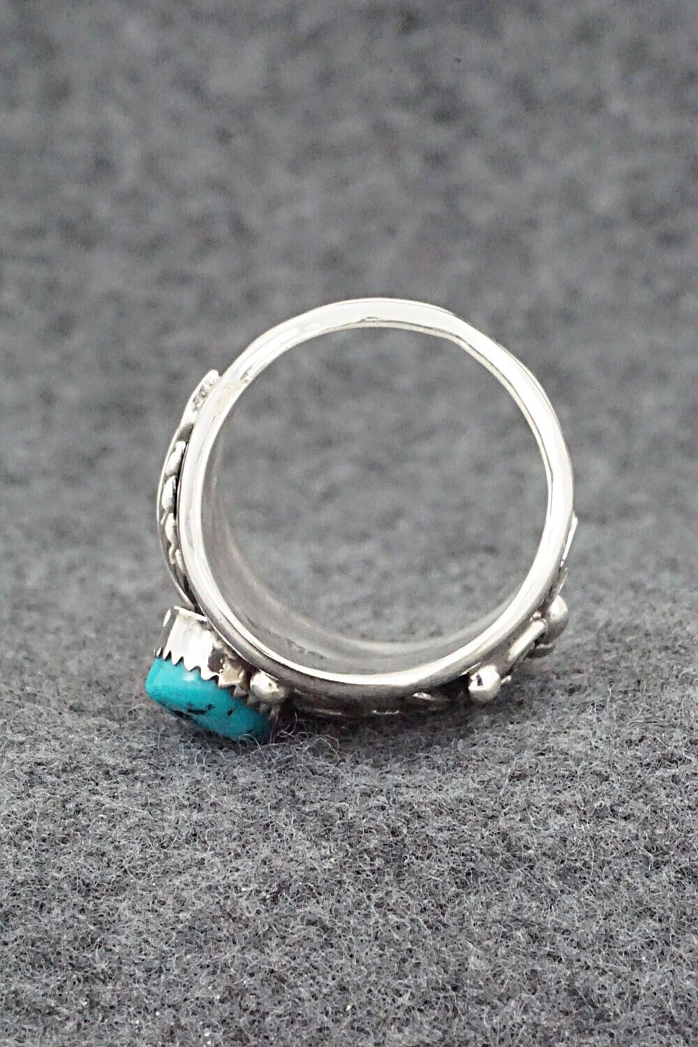 Turquoise, Coral & Sterling Silver Ring - Jeannette Saunders - Size 11