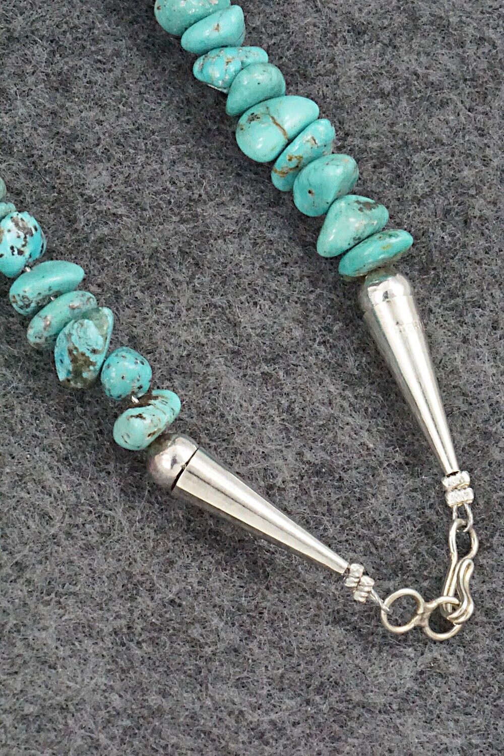 Turquoise & Sterling Silver Necklace 50" - Doreen Jake