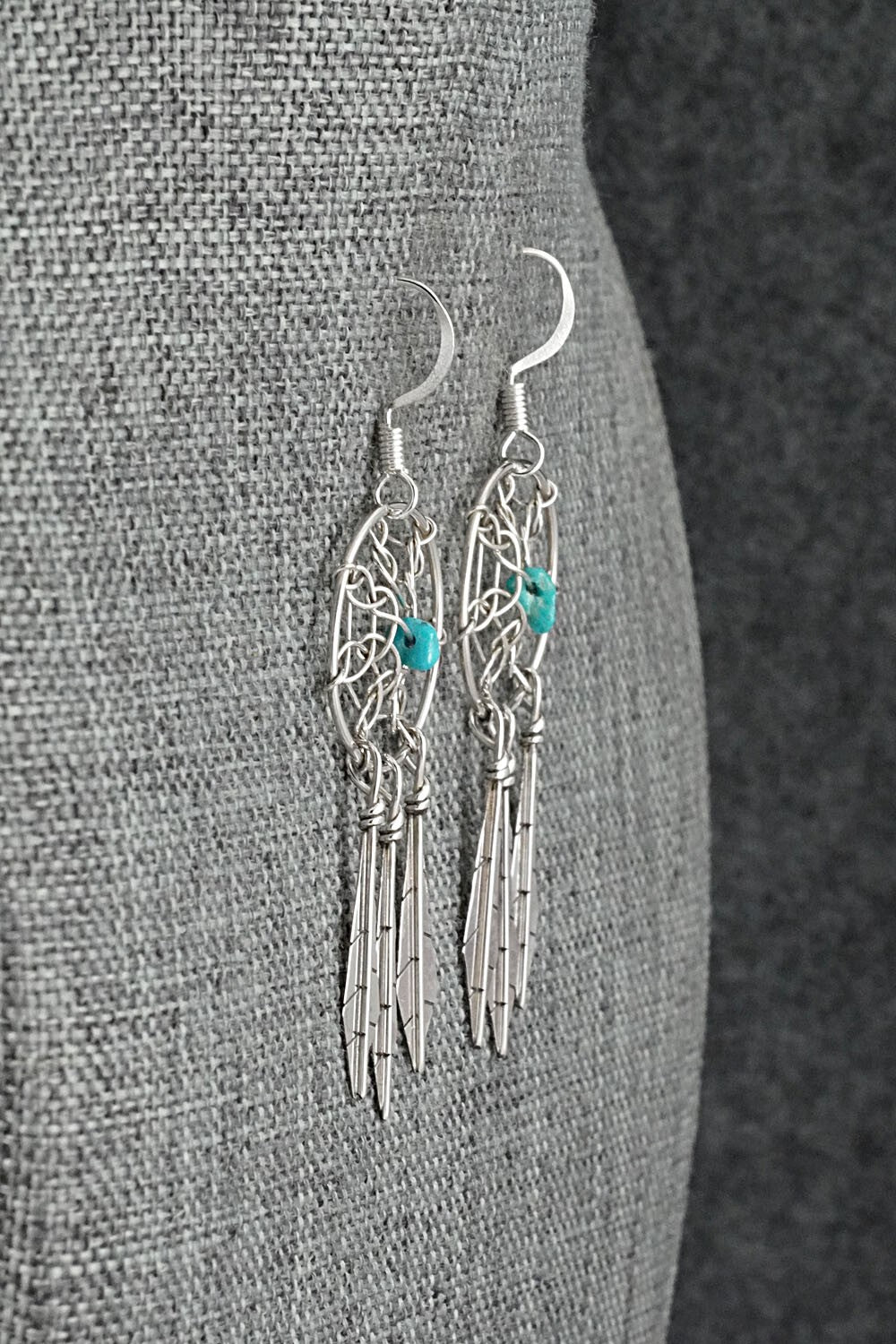 Turquoise & Sterling Silver Earrings - Lorenzo Arviso Jr.