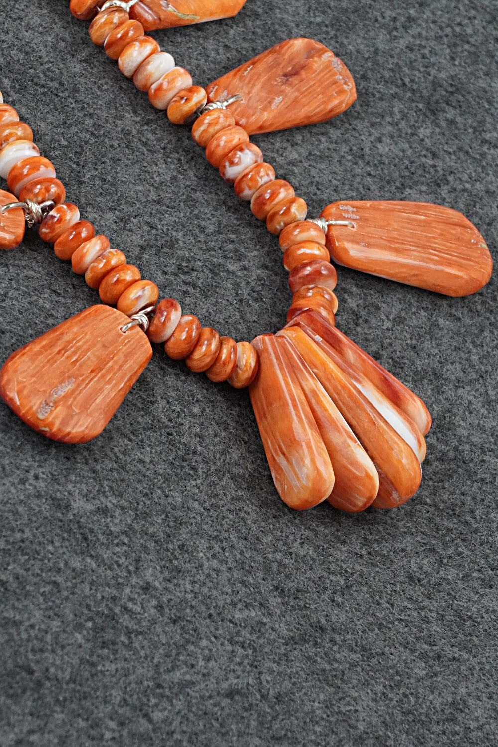 Spiny Oyster & Sterling Silver Necklace - Lupe Lovato