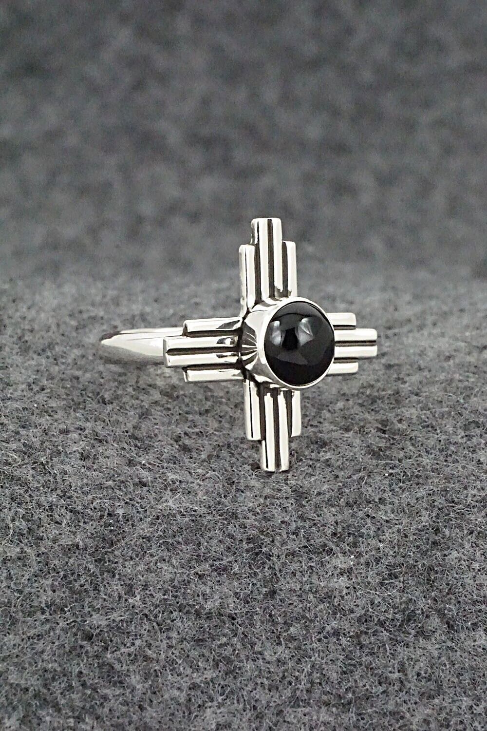 Onyx and Sterling Silver Ring - Raymond Coriz - Size 8.5