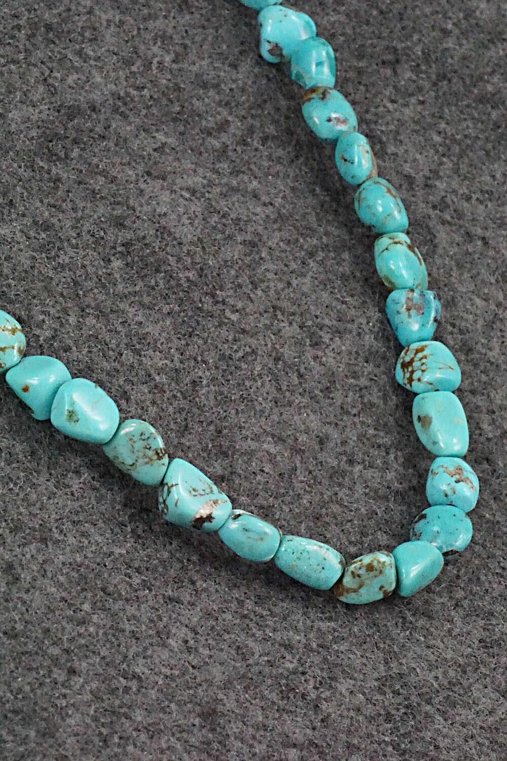 Turquoise & Sterling Silver Necklace 49" - Doreen Jake