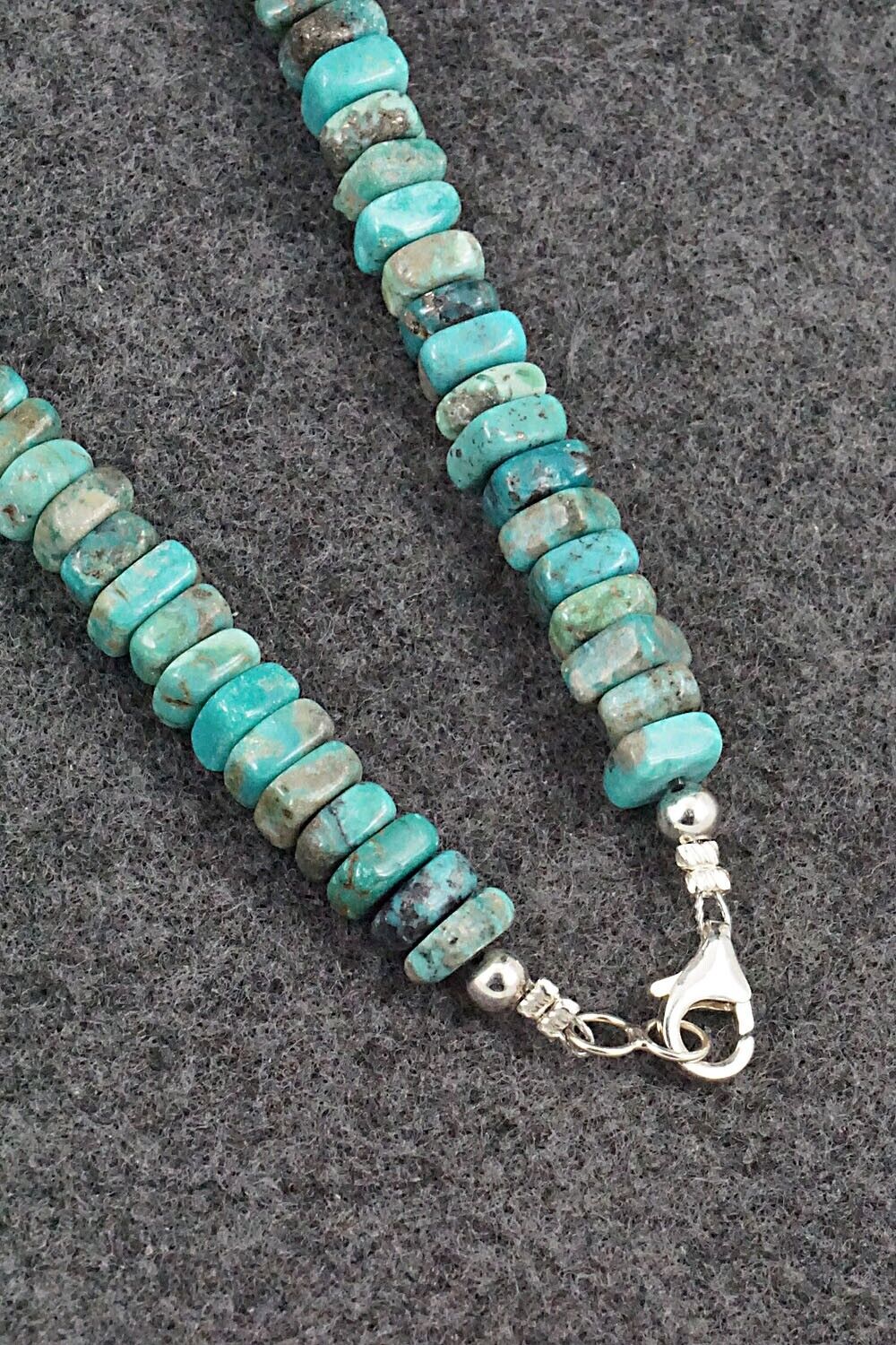 Turquoise & Sterling Silver Necklace 18" - Doreen Jake