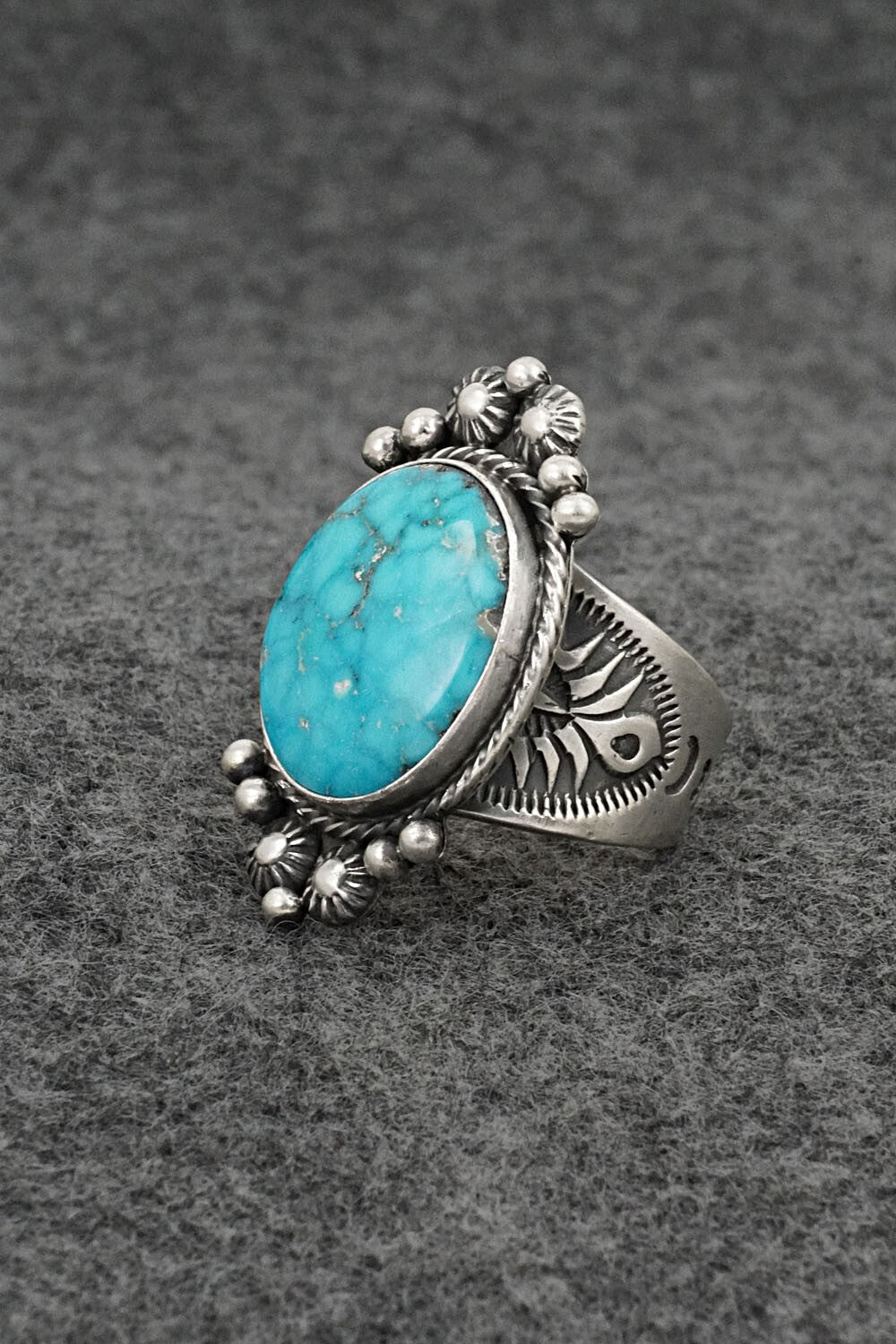 Turquoise & Sterling Silver Ring - Samuel Yellowhair - Size 6.75