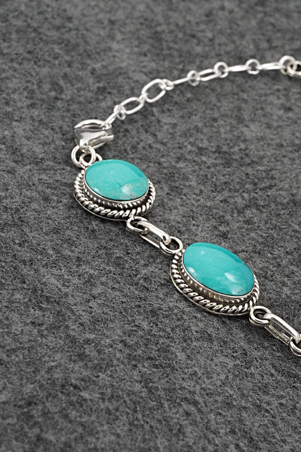 Turquoise & Sterling Silver Link Bracelet - Arlene Lewis