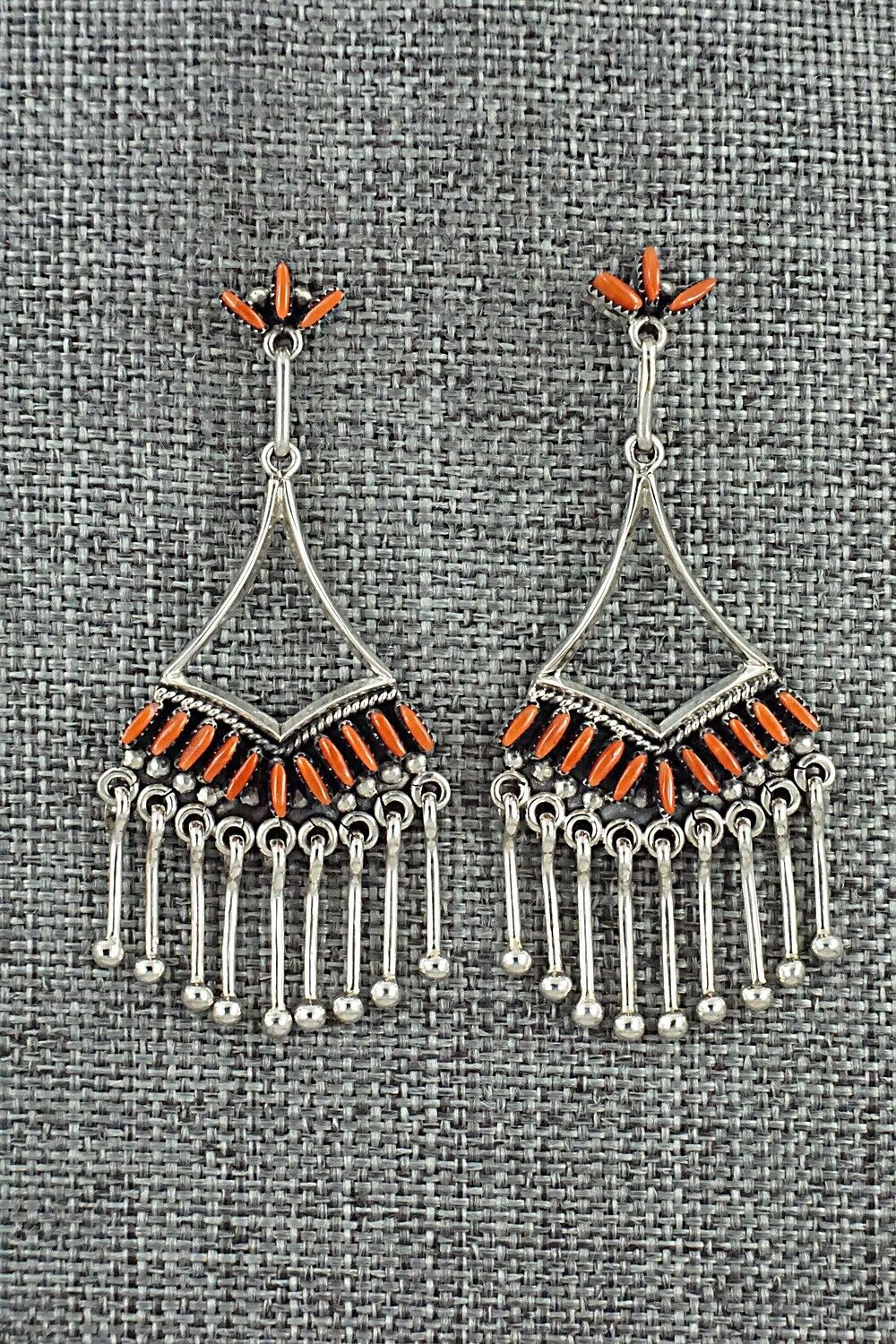 Coral & Sterling Silver Earrings - Mildred Ukestine