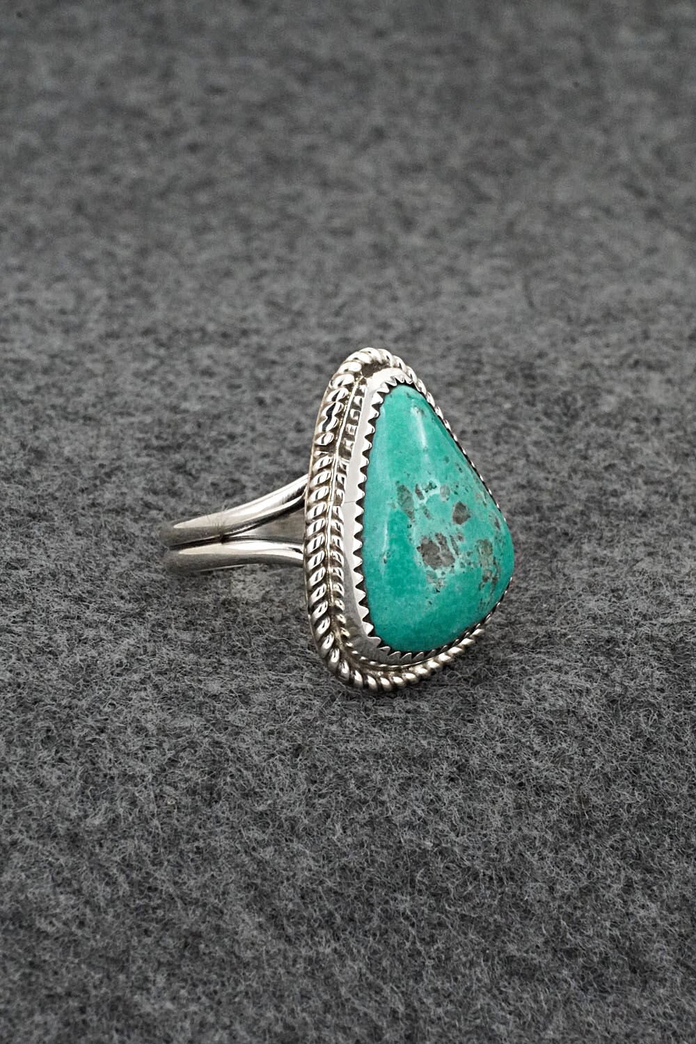 Turquoise & Sterling Silver Ring - Leslie Nez - Size 10.75