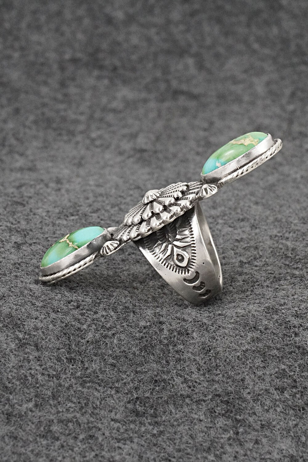 Turquoise & Sterling Silver Ring - Samuel Yellowhair - Size 7.5