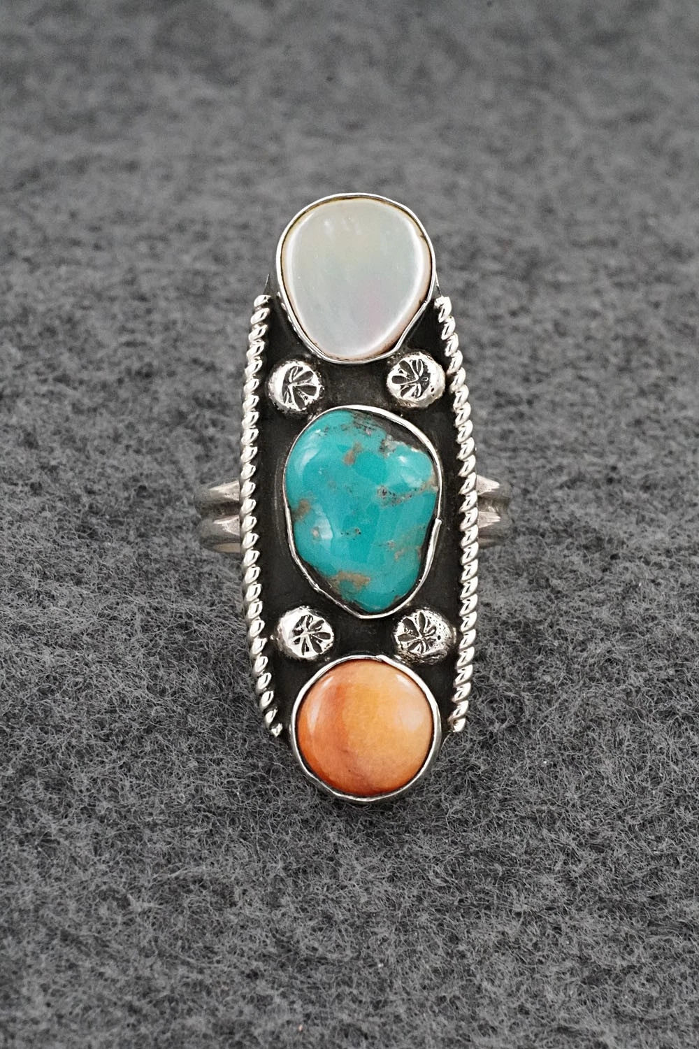 Multi-Stone & Sterling Silver Ring - Priscilla Reeder - Size 7