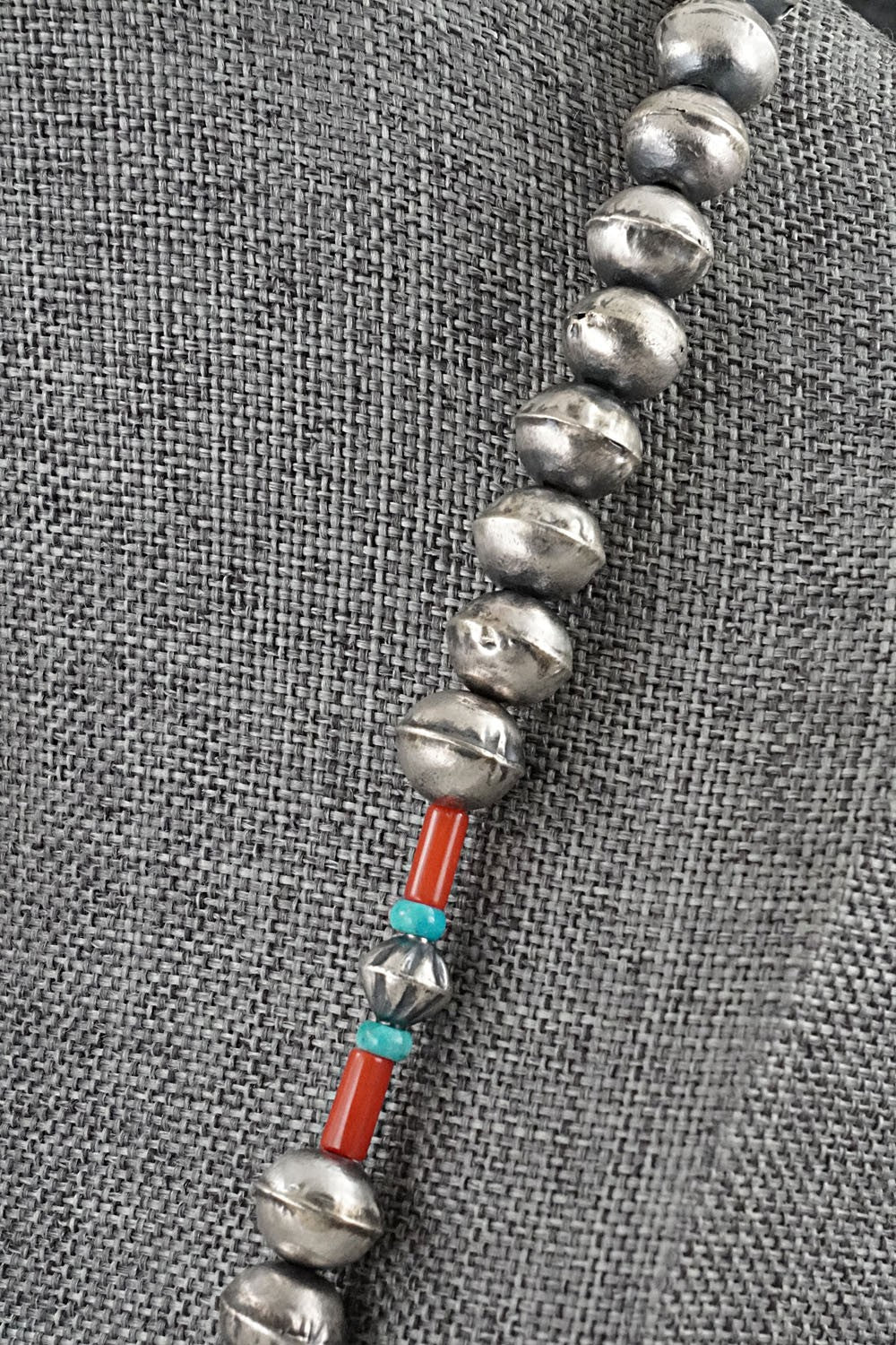 Multi-Stone & Sterling Silver Navajo Pearl Necklace 20" - Vintage