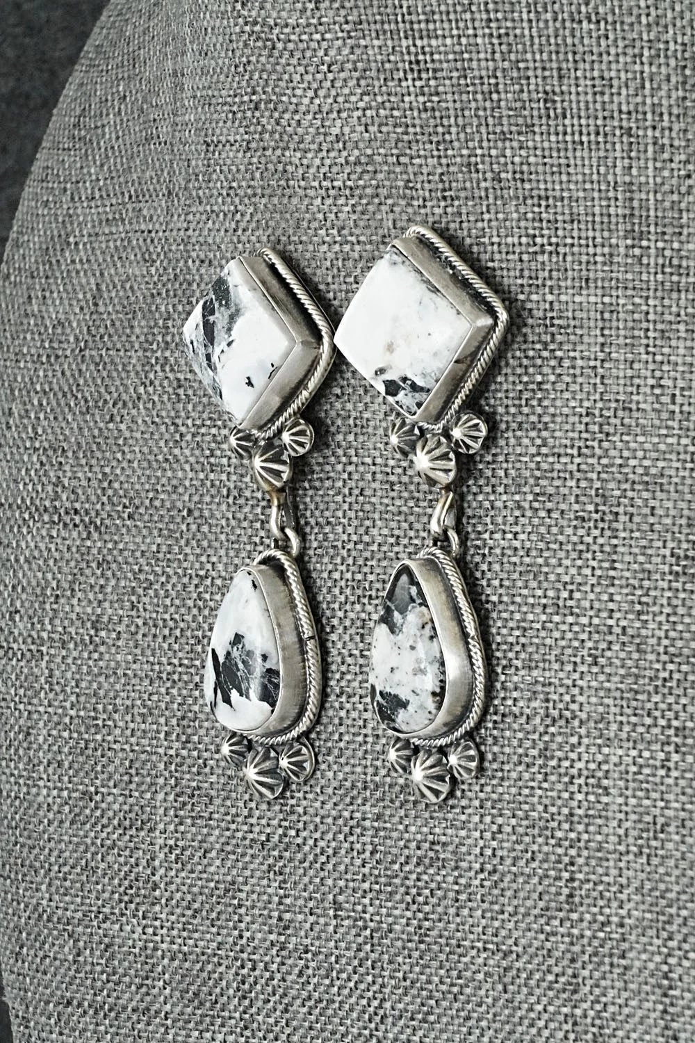 White Buffalo & Sterling Silver Necklace and Earrings Set - Paul Livingston