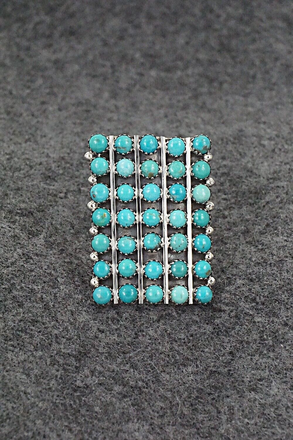 Turquoise & Sterling Silver Ring - Kenny Lonjose - Size 7.5