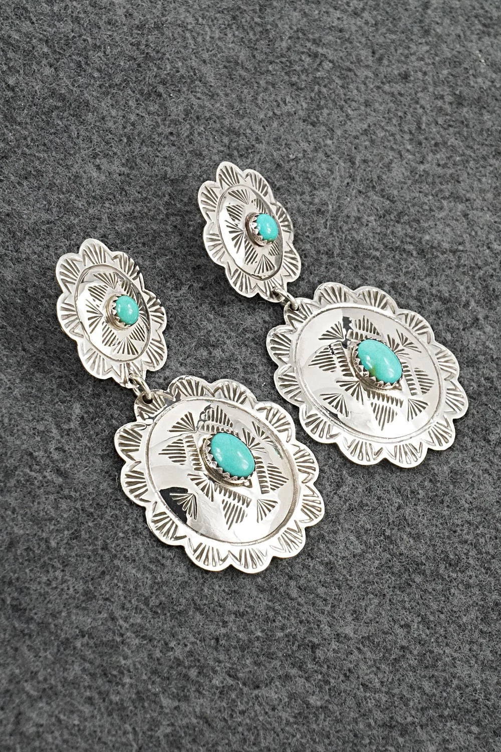 Turquoise and Sterling Silver Earrings - Bertha Begay