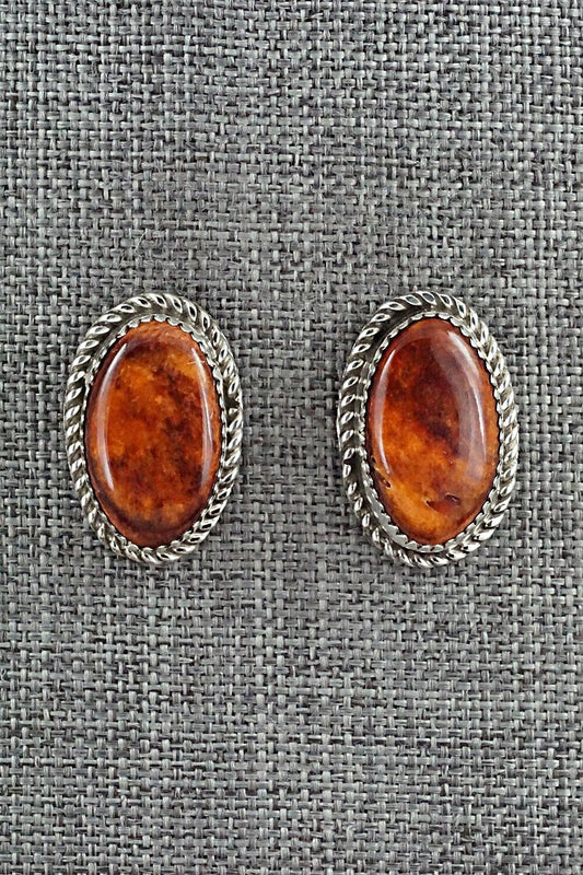 Spiny Oyster & Sterling Silver Earrings - Aaron Davis