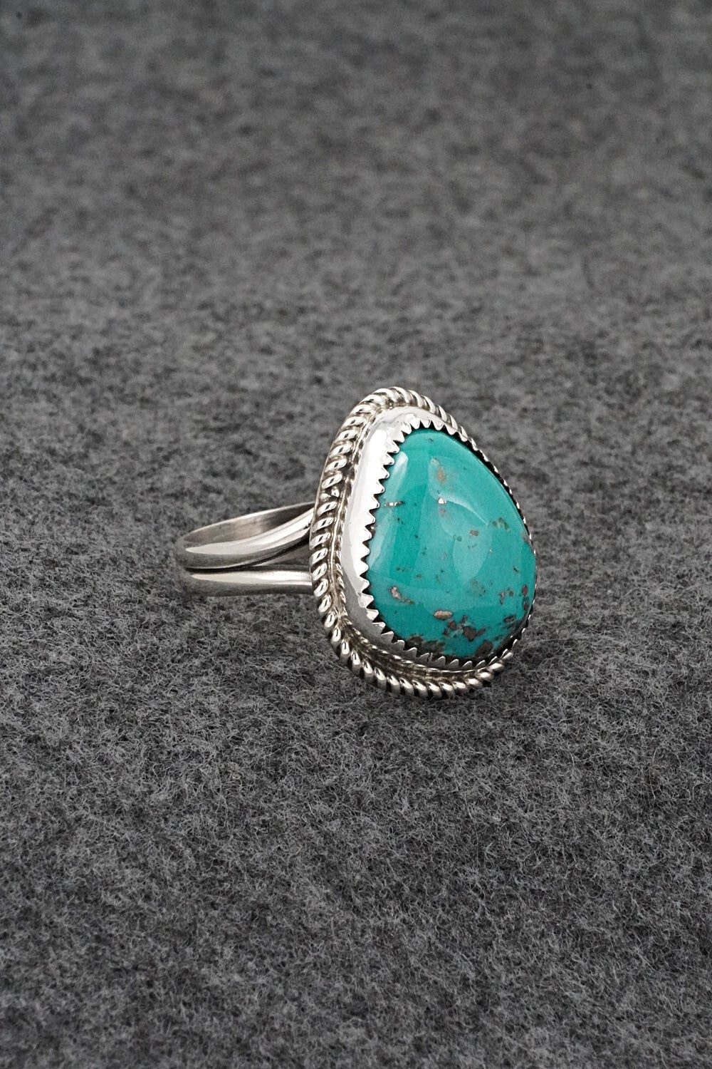 Turquoise & Sterling Silver Ring - Leslie Nez - Size 11