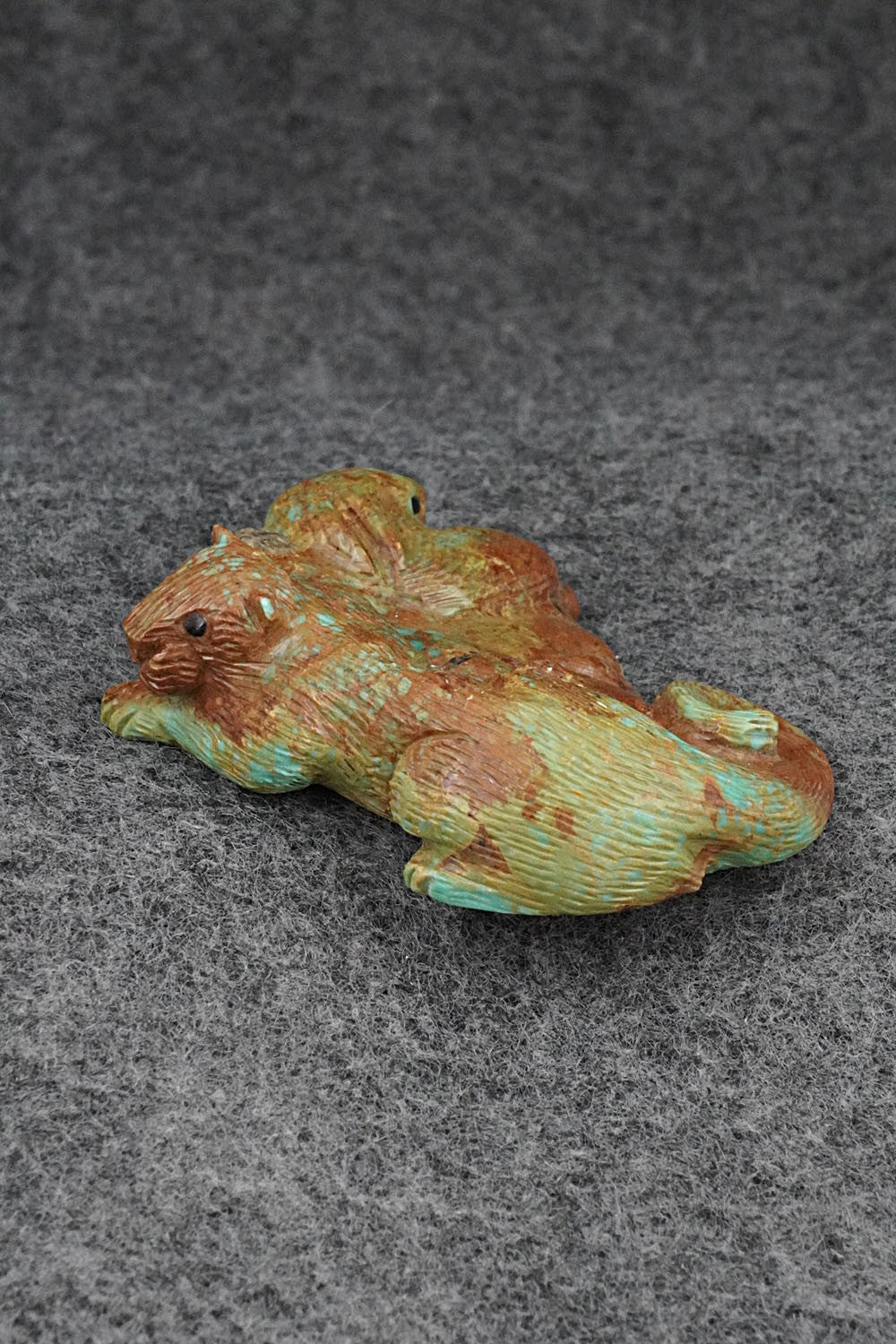 Mountain Lion & Rabbit Zuni Fetish Carving - Lance Cheama