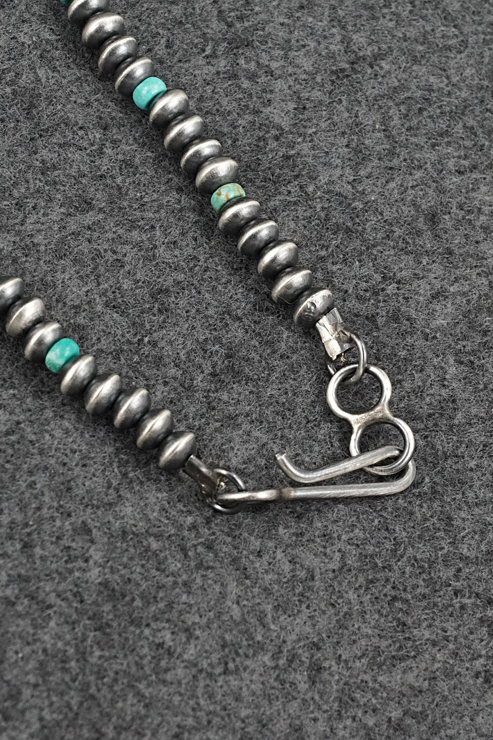 Turquoise & Sterling Silver Navajo Pearl Necklace 24" - Tonisha Haley