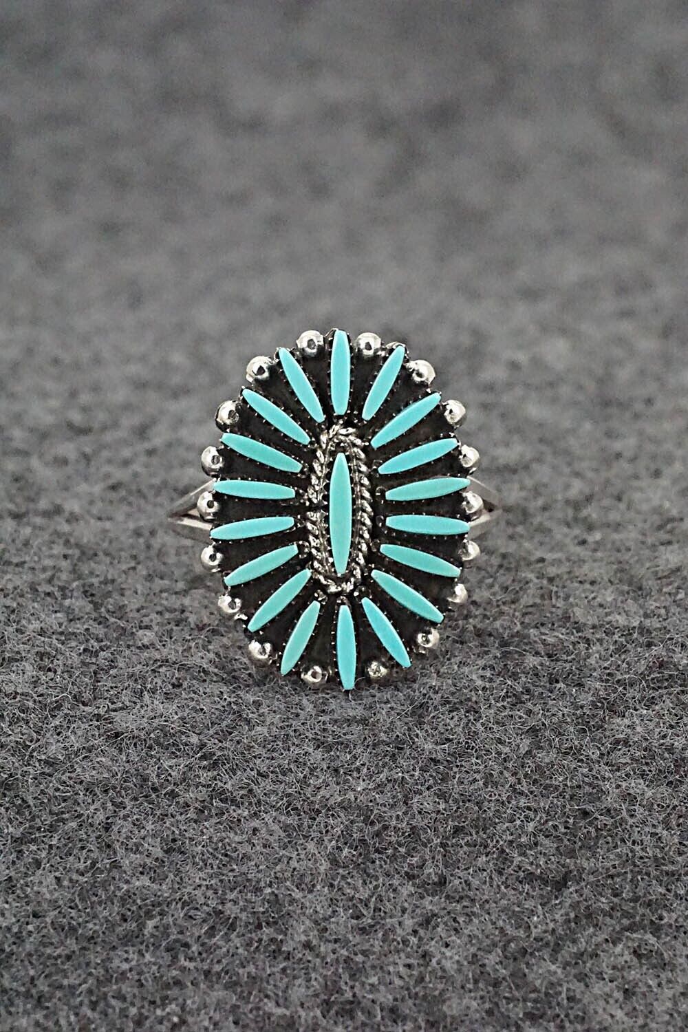 Turquoise & Sterling Silver Ring - Fritzon Owaleon - Size 8