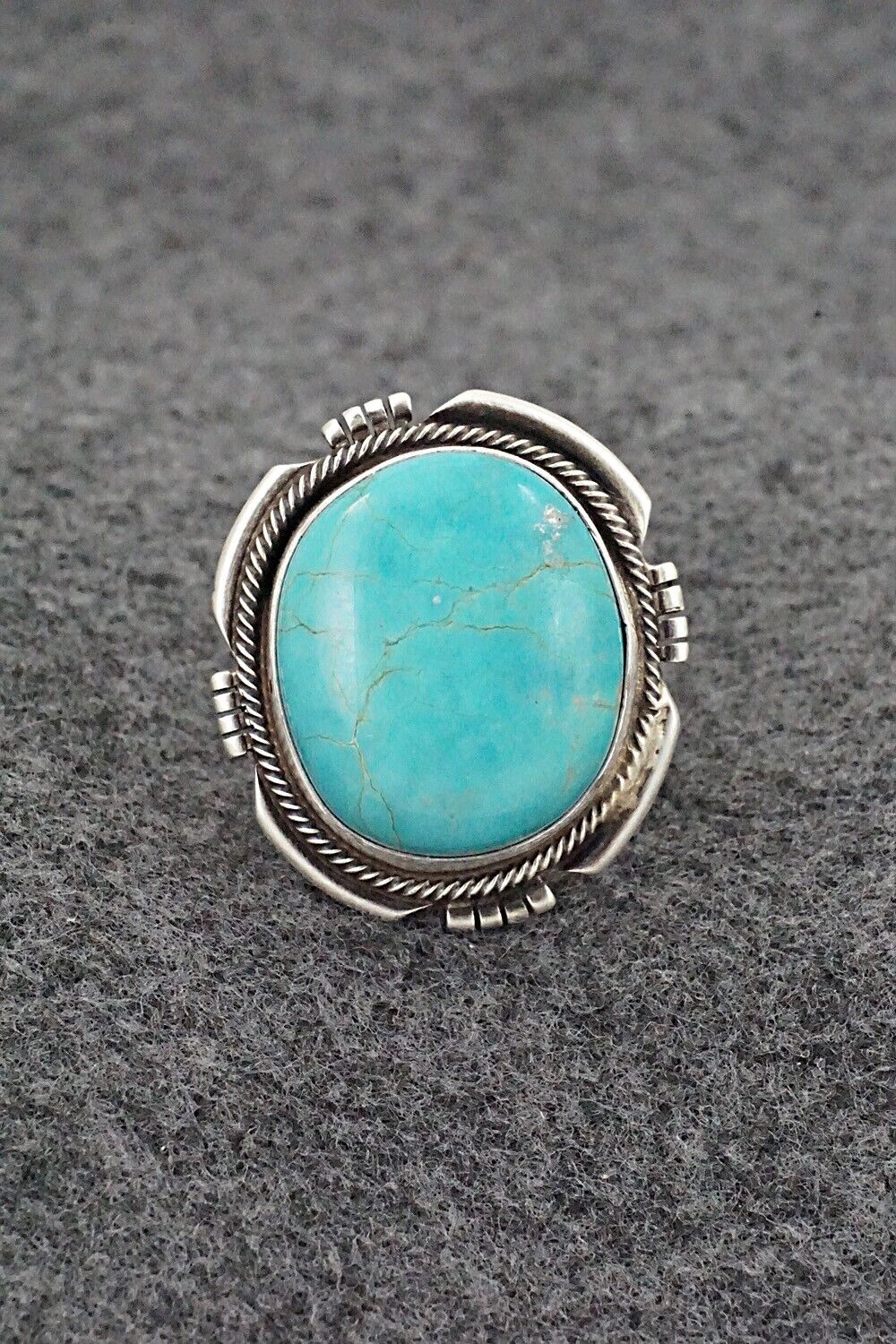 Turquoise & Sterling Silver Ring - Jameson Garcia - Size 8 Adj.