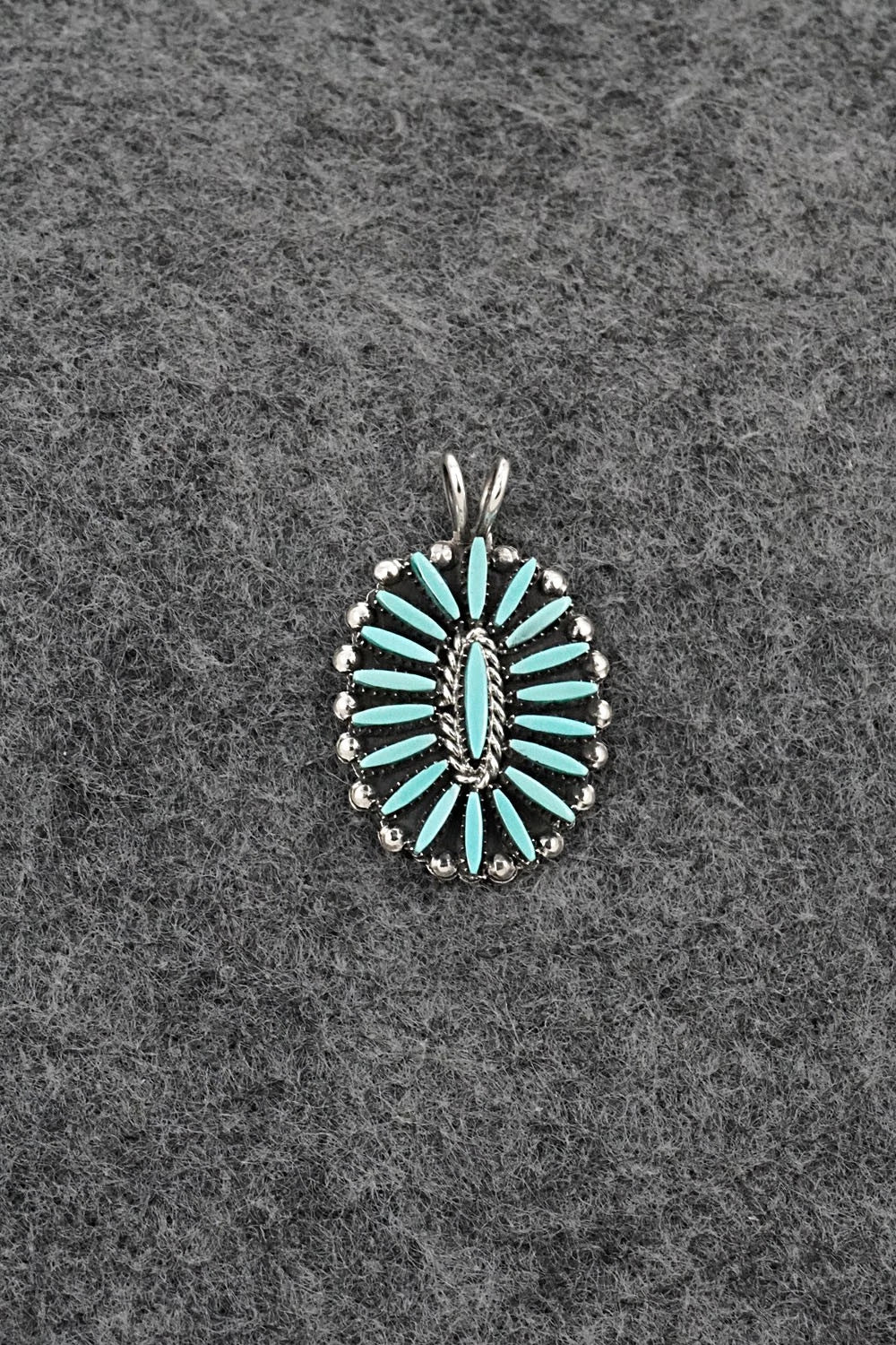 Turquoise & Sterling Silver Pendant - Fritzon Owaleon