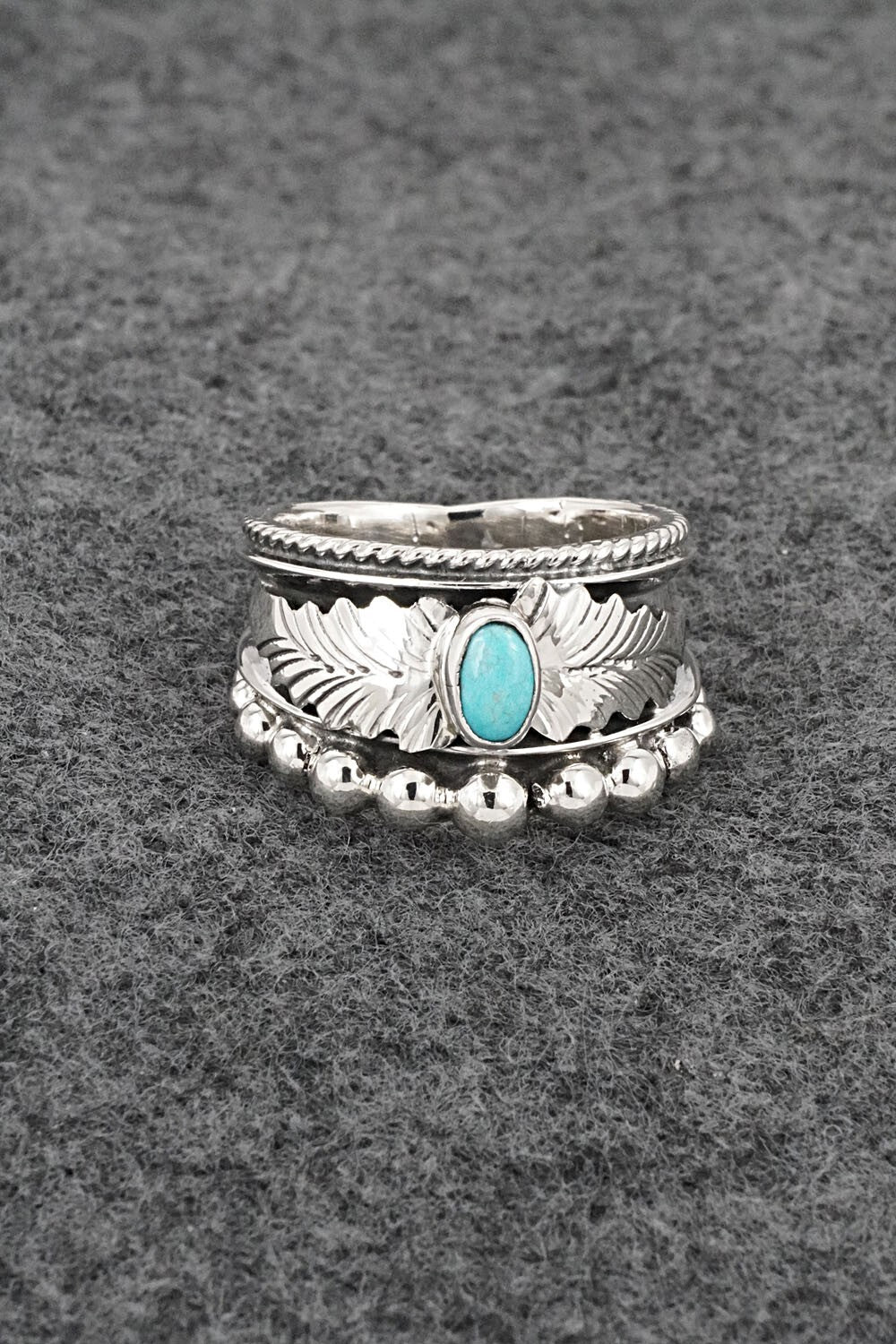 Turquoise & Sterling Silver Ring - Tom Lewis - Size 8.5