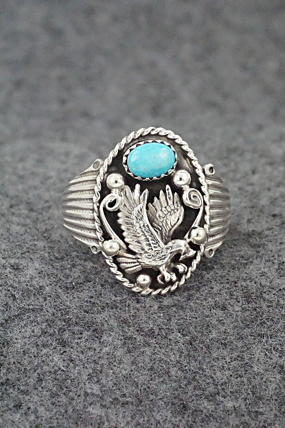 Turquoise & Sterling Silver Ring - Jeannette Saunders - Size 10.5